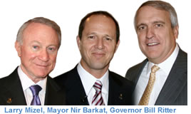 Larry A. Mizel,  
        M.D.C. Holding; Nir Barkat, 9th Mayor, Jerusalem; Governor Bill Ritter, Jr.